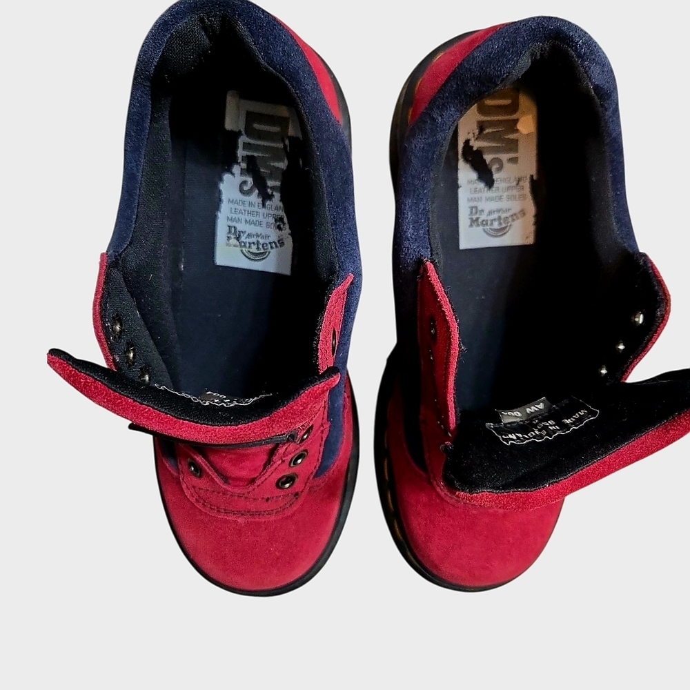 Dr. Martens Vintage 8591 Red/Navy Suede Shoes Size UK 4/US 6 90s England - Picture 11 of 13